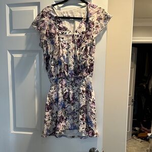 Parker Purple and White Floral Dress